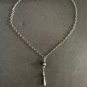 Vintage Artisan Silver and Hematite Bead Necklace 925